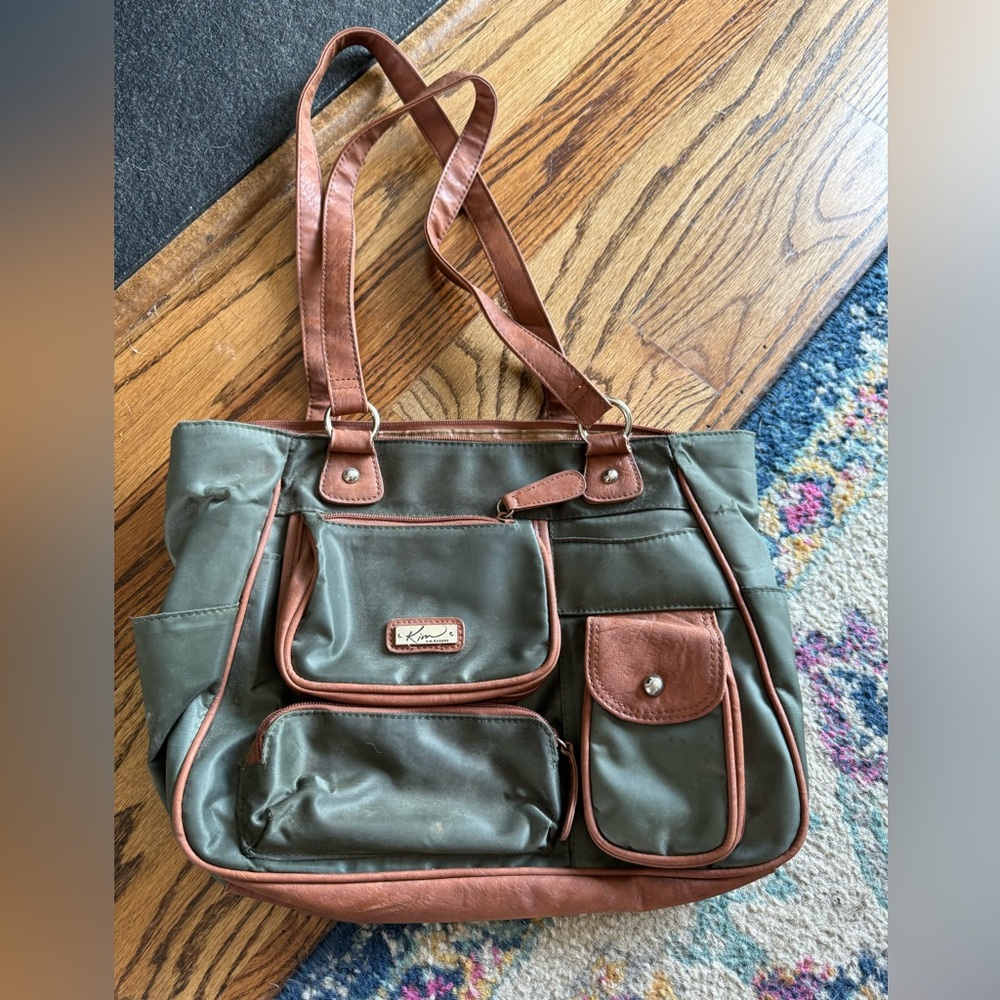 Kim rogers olive green canvas pocketbook